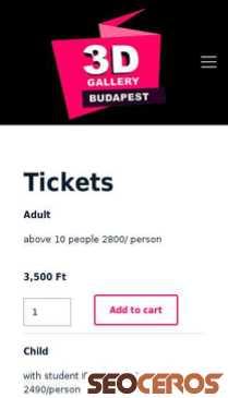 3dgallerybudapest.hu/en/tickets mobil náhled obrázku