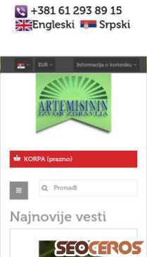 artemisinin.rs mobil förhandsvisning