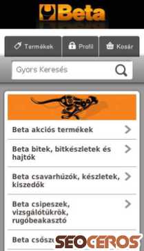 beta-szerszam.hu mobil előnézeti kép