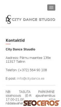 citydance.ee/kontaktid mobil obraz podglądowy