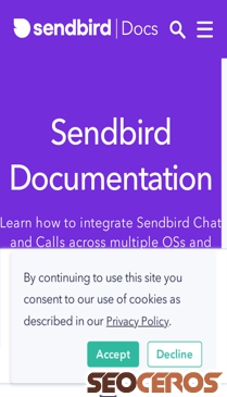 docs.sendbird.com mobil előnézeti kép
