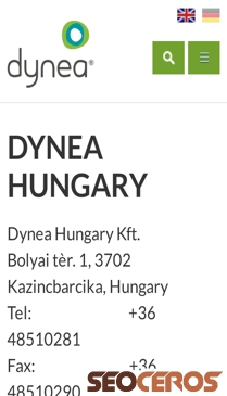 dynea.com/contact-us/locations/dynea-hungary mobil previzualizare