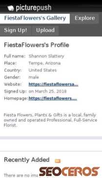 fiestaflowers.picturepush.com/profile mobil preview