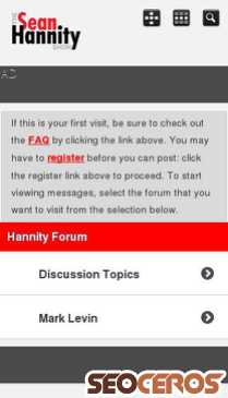 forums.hannity.com mobil Vista previa