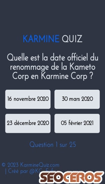 karminequiz.fr mobil förhandsvisning
