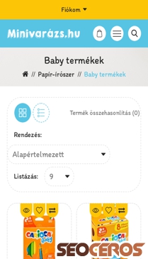 minivarazs.hu/papir_iroszer_termekek/baby_termekek mobil vista previa