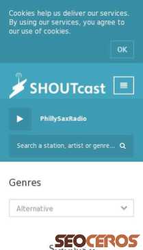 shoutcast.com mobil előnézeti kép