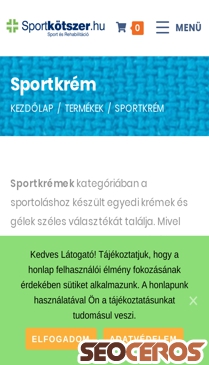 sportkotszer.hu/termekkategoria/sportkrem mobil Vista previa