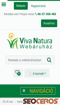 vivanatura.hu mobil náhľad obrázku