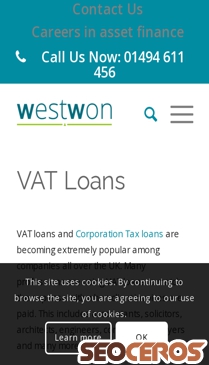 westwon.co.uk/business-loans-and-leasing/vat-loans mobil előnézeti kép
