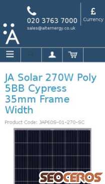 alternergy.co.uk/homepage-product-categories/featured-solar-panels/ja-solar-270w-poly-5bb-cypress.html mobil 미리보기