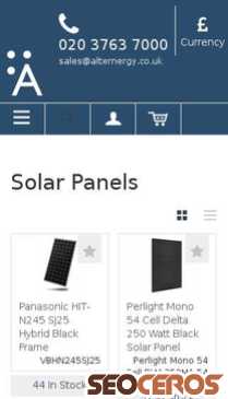 alternergy.co.uk/solar-panels.html mobil előnézeti kép