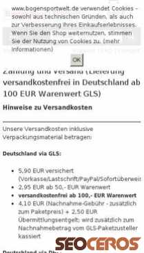 bogensportwelt.de/versandkostenfreie-Lieferung-Deutschland-ab-100-Euro-Warenwert mobil 미리보기