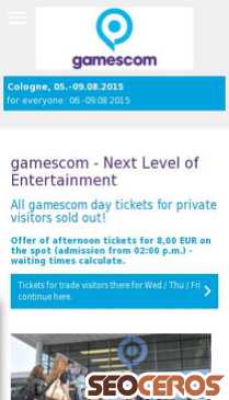 gamescom-cologne.com mobil előnézeti kép
