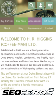 higginscoffee.co.uk mobil previzualizare