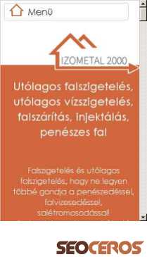 izometal2000.hu mobil previzualizare