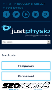 justphysio.co.uk mobil förhandsvisning