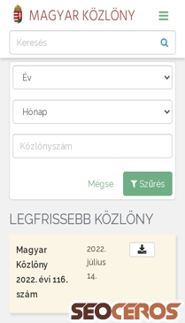 magyarkozlony.hu mobil előnézeti kép