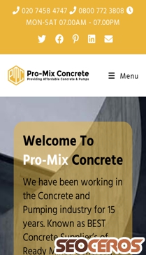 pro-mixconcrete.co.uk mobil obraz podglądowy