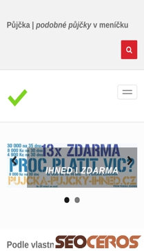 pujcka-pujcky-ihned.cz/pujcka-ihned-menu.html mobil 미리보기