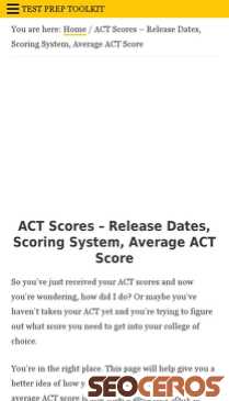 testpreptoolkit.com/act-scores mobil 미리보기