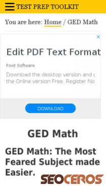 testpreptoolkit.com/ged-math mobil vista previa