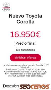 toyota-canarias.es/corolla-2019 mobil előnézeti kép