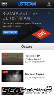 ustream.tv mobil previzualizare