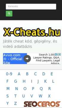 x-cheats.hu mobil obraz podglądowy