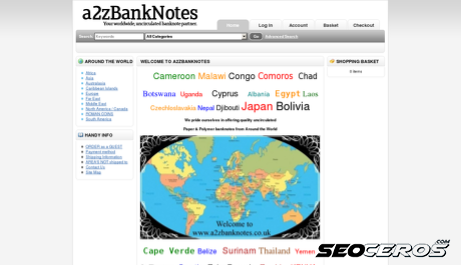 a2zbanknotes.co.uk desktop förhandsvisning