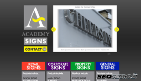 academy-signs.co.uk desktop förhandsvisning