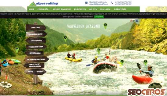 alpes-rafting.hu desktop förhandsvisning