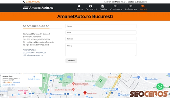 amanetauto.ro/contact desktop previzualizare