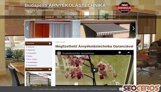 arnyekolastechnika.com desktop previzualizare