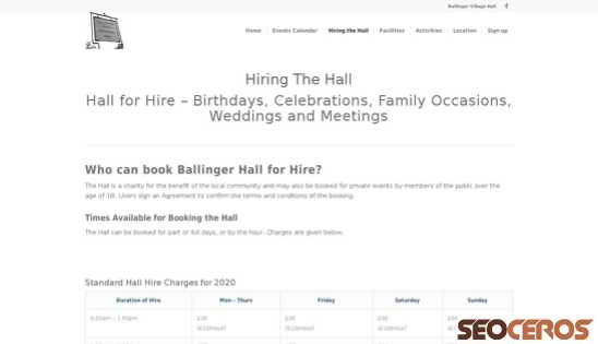 ballingerhall.org/hiring-the-hall desktop előnézeti kép