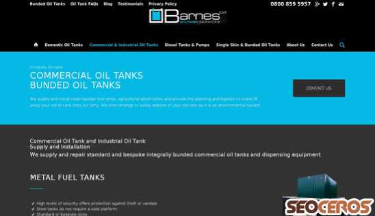 barnesoiltanks.co.uk/commercial-industrial-oil-tanks desktop obraz podglądowy