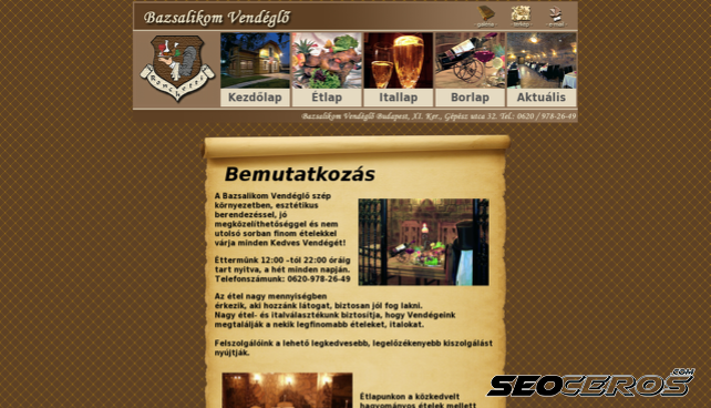 bazsalikomvendeglo.hu desktop előnézeti kép