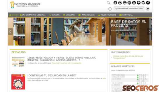 biblioteca.unex.es desktop náhled obrázku