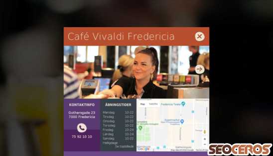 cafevivaldi.dk/cafe/Fredericia desktop előnézeti kép