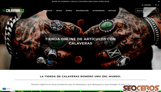 calaveras.co desktop förhandsvisning