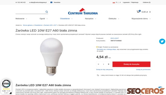 centrumtargowa.pl/product-pol-83656-Zarowka-LED-10W-E27-A60-biala-zimna.html desktop 미리보기