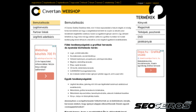 civertan-webshop.hu desktop preview