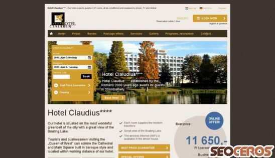 claudiushotel.hu desktop előnézeti kép