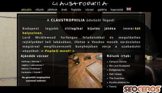 claustrophilia.hu desktop Vorschau