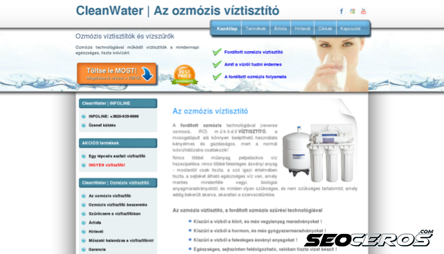 cleanwater.hu desktop förhandsvisning