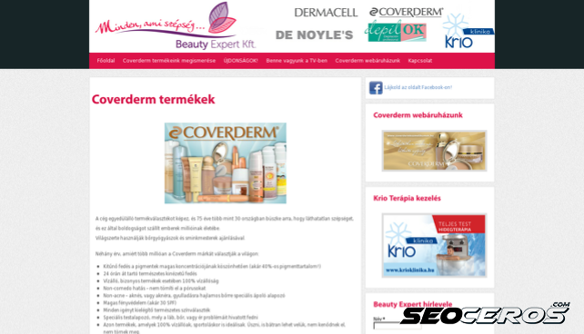 coverdermcosmetics.hu desktop náhled obrázku