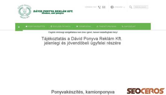 davidponyva.hu desktop náhled obrázku