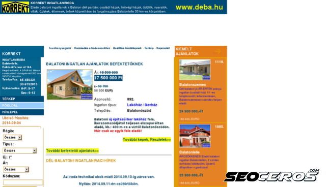 deba.hu desktop előnézeti kép