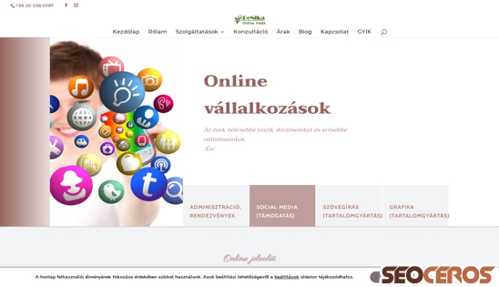 denikairoda.hu/social-media-online desktop preview