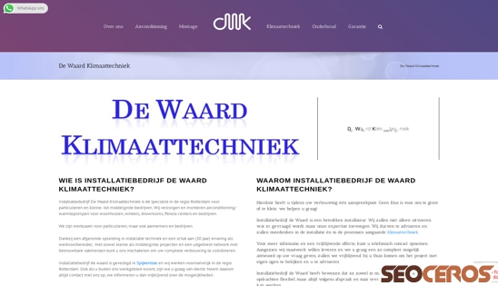 dewaardklimaattechniek.nl desktop prikaz slike